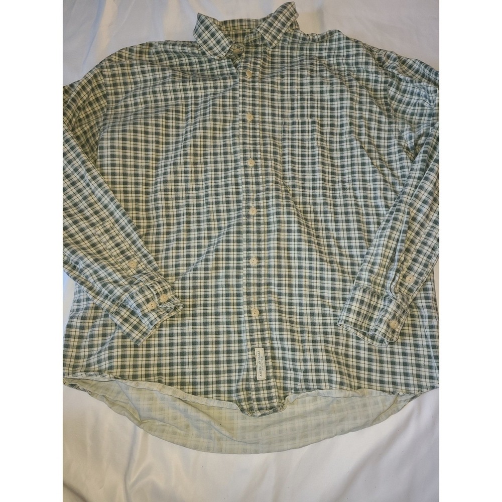 American Eagle Outfitters Mens Plaid Long Sleeve Button Down Shirt Green Size L